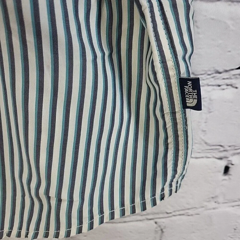 The North Face Mens Shirt Sz XXL Blue‎ Striped Snap Up Short Sleeve